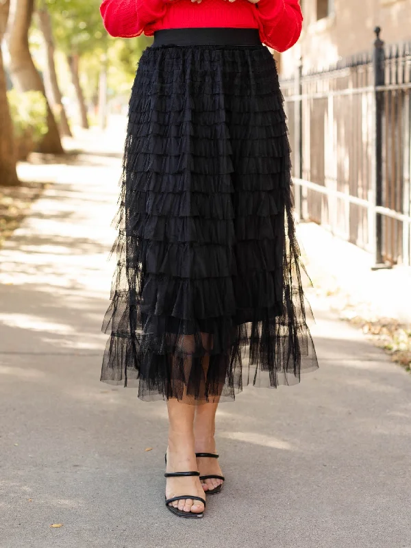Chiffon Mesh Tiered Skirt high waist skirt