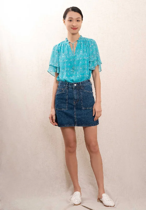 Denim Skirt 11039 Bleu pencil skirt chic