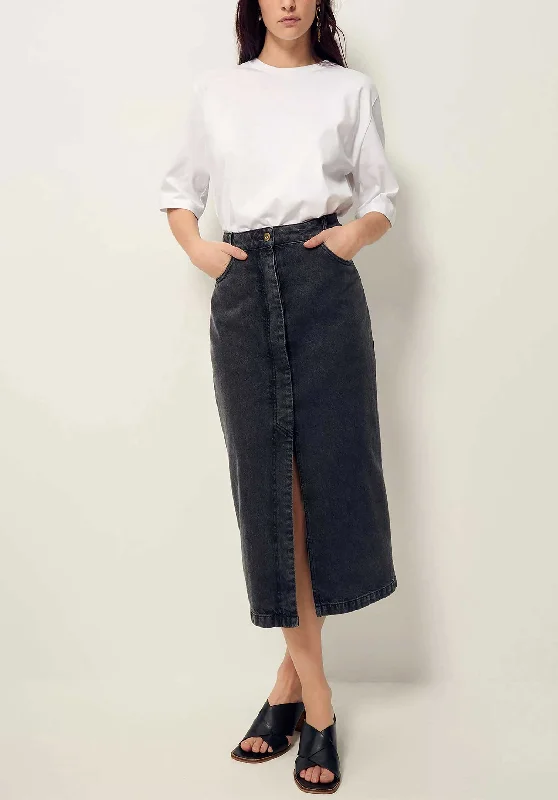 Denim Skirt Amadeo Amadeo Denim Graffit chiffon skirt airy