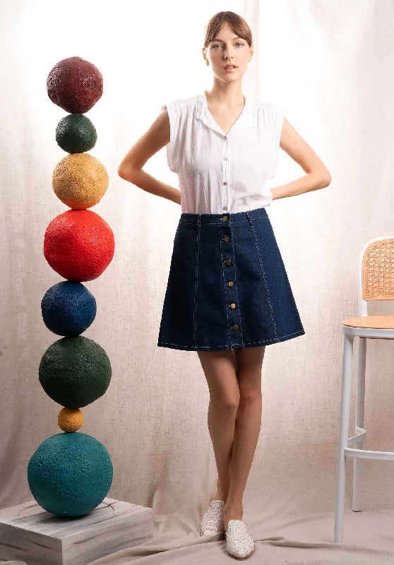 Denim Skirt J94163 Fronce lace skirt intricate