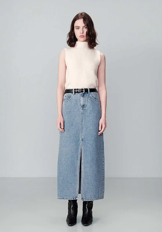Denim Skirt Noham Nohame Bleu wool skirt breathable