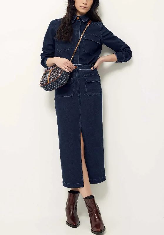 Denim Skirt Uptown Uptown Skirt Denim-Blue corduroy skirt durable