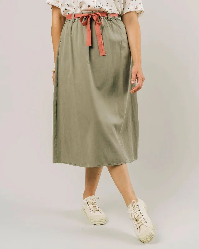Elba Skirt Olive button skirt front