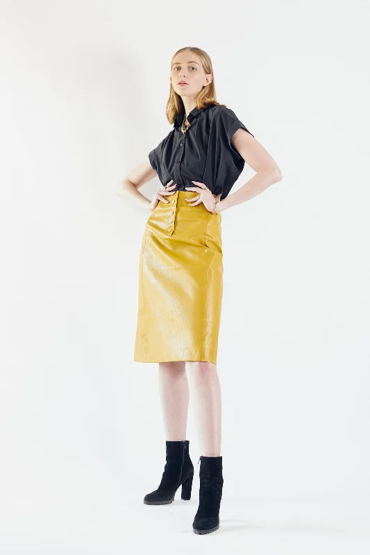 Glossy Vegan Leather Pencil Skirt leather skirt sleek