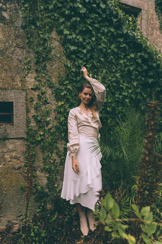 KNIGHTS PLUME SKIRT - OFF WHITE denim skirt trendy