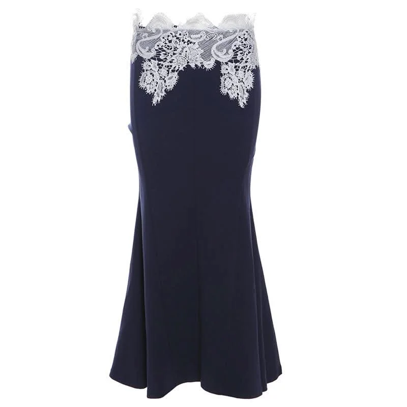 Lace patchwork zip-up maxi skirt leather skirt durable