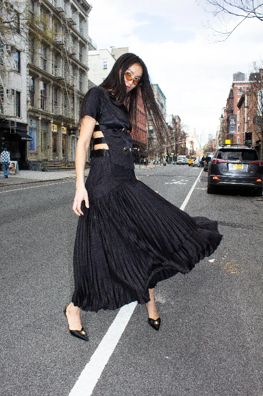 Maryanne Black Pleated Skirt lace skirt romantic