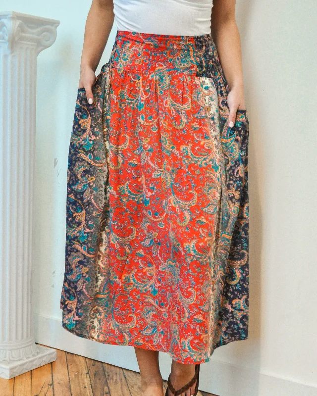Pivoting Maxi skirt - Upcycled velvet skirt rich