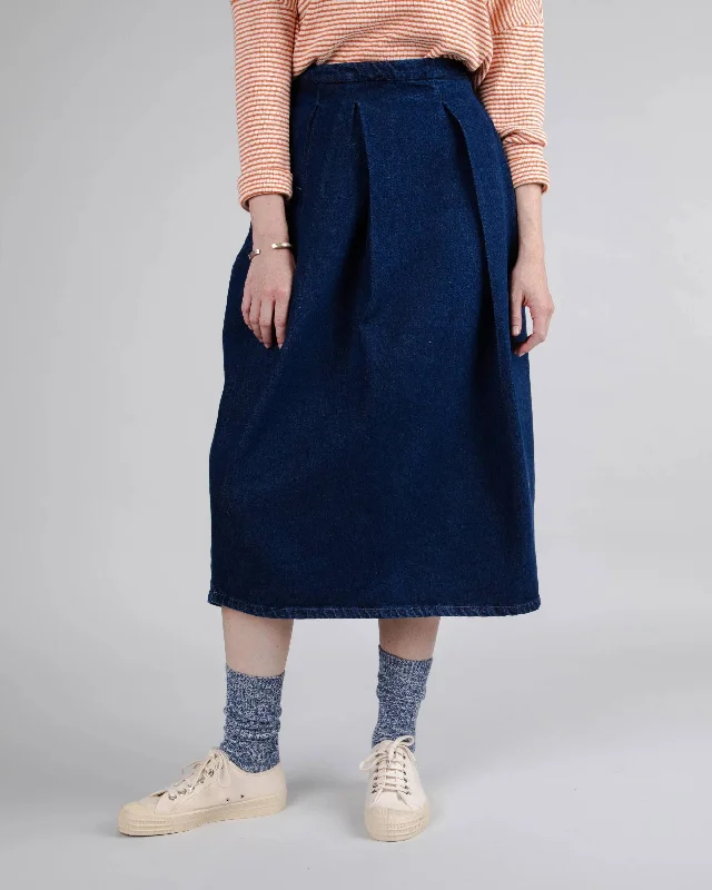 Pleated Skirt Indigo velvet skirt luxurious