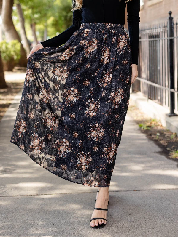 Printed Jacquard Chiffon Skirt corduroy skirt textured