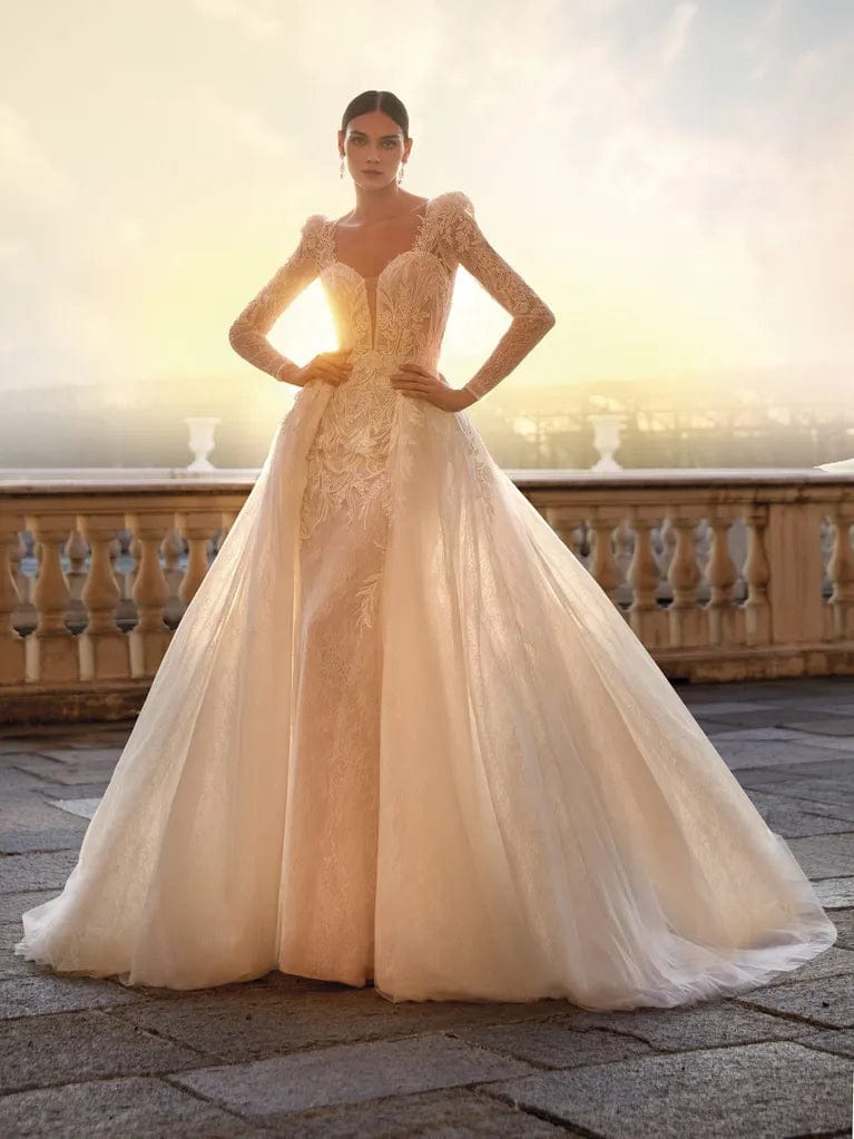 Pronovias Fiora + Overskirt - Size 12 seamless skirt comfort