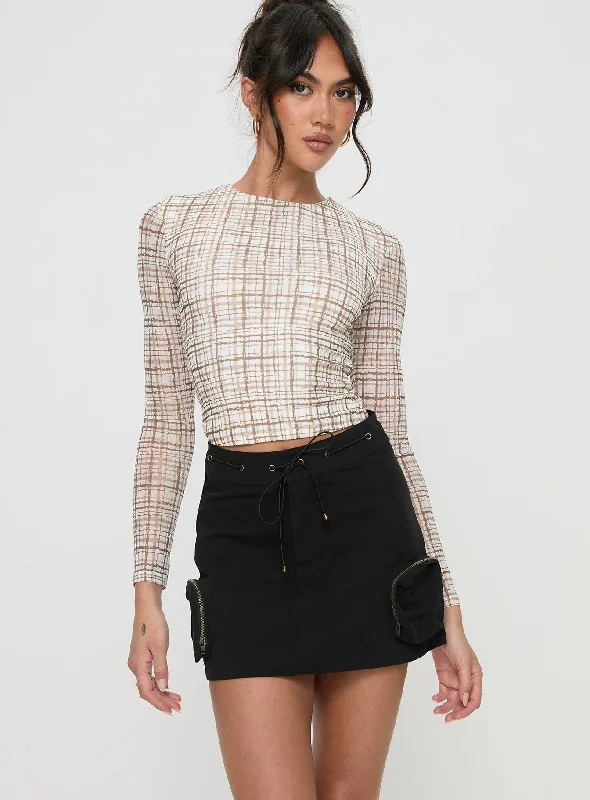 Rolleston Cargo Mini Skirt Black linen skirt natural