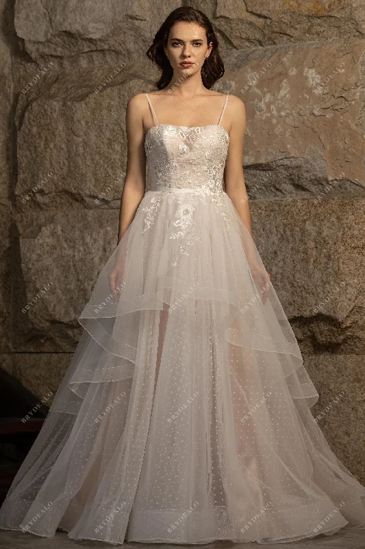 Romantic Designer Ball Gown with High-Low Tulle Skirt denim skirt classic