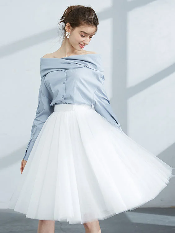 Short Knee Length Tulle Skirt wool skirt breathable