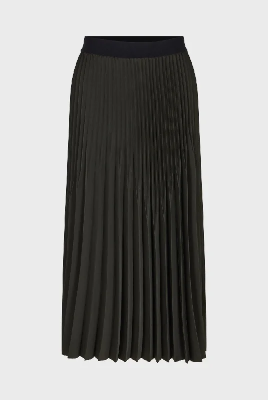 Skirt Charlene Daj11a136 Khaki-Green ruffled skirt detail
