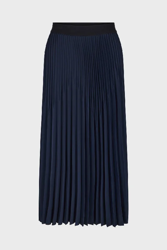 Skirt Charlene Daj11a136 Navy satin skirt smooth
