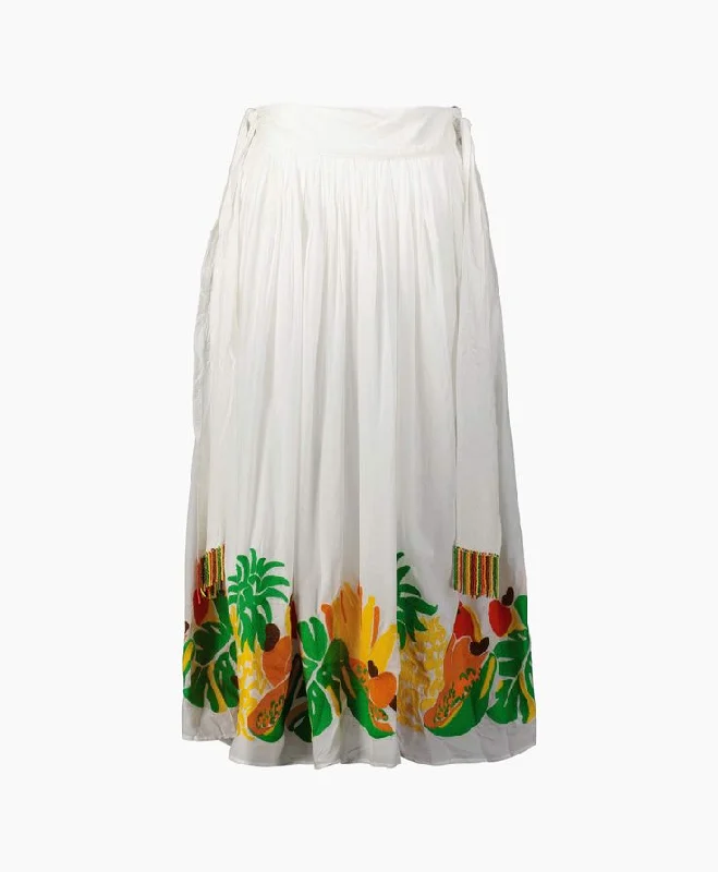 Skirt Embroidered Fru 318397 Off-White cashmere skirt plush