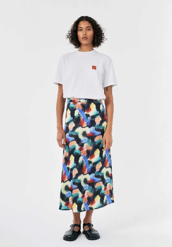 Skirt Fantasy Worl 224ad042 991-Multicolor linen skirt relaxed