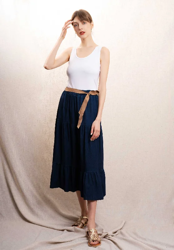 Skirt G1896 Navy leather skirt sleek