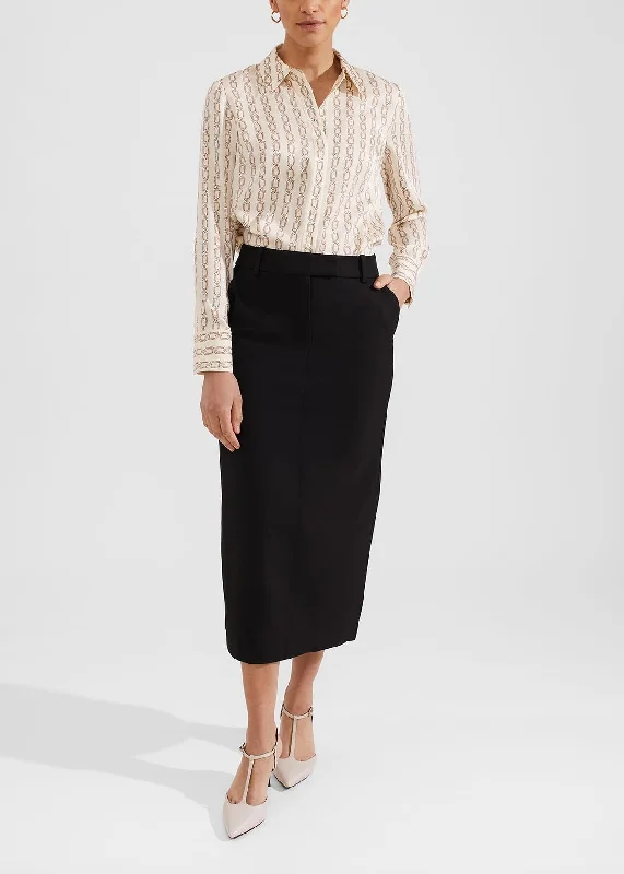 Sylvia Skirt 0124/7626/9845l00 Black silk skirt smooth
