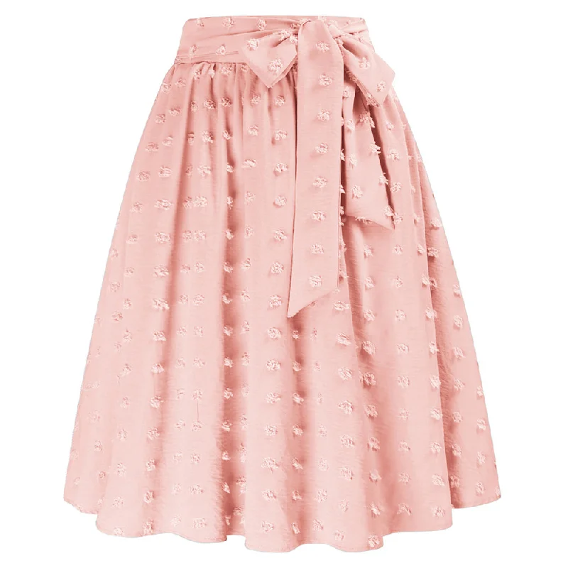 Seckill Offer⌛Vintage Swiss Dot Skirt Belt Decorated High Waist Swing Skirt spandex blend skirt
