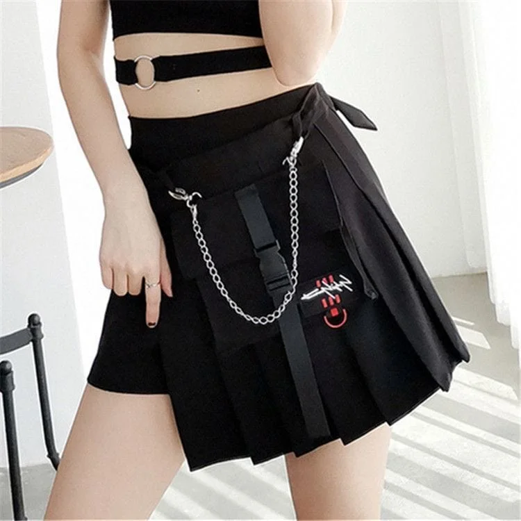Women's Goth Irregular Plaid Mini Skirt With Small Pocket wool skirt breathable