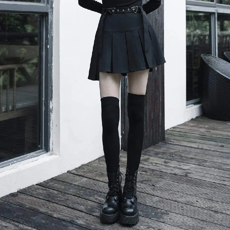 Women's Irregular Hem Mini Pleated Skirts With Belt denim skirt classic