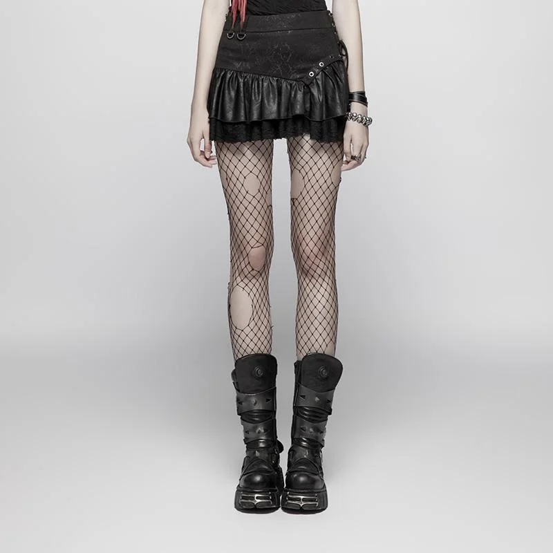 Women's Punk Multilayer Side Zipper Fishtail Mini Skirt denim skirt classic
