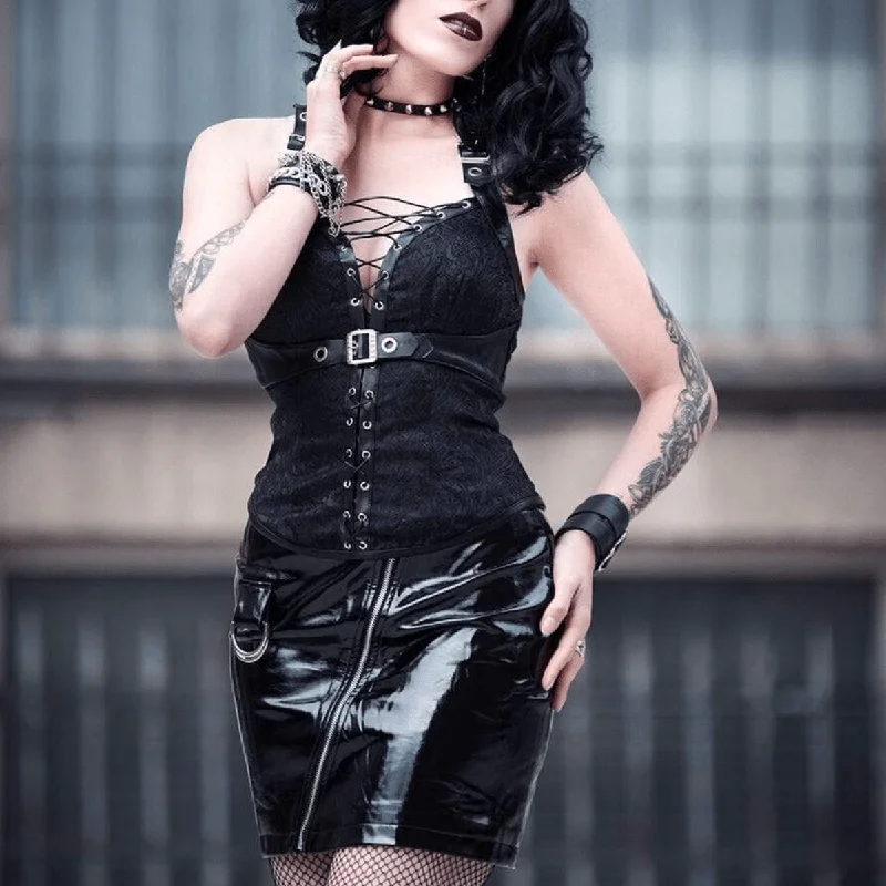 Women's Punk Sliant Zipper PU Skiny Skirts pencil skirt chic